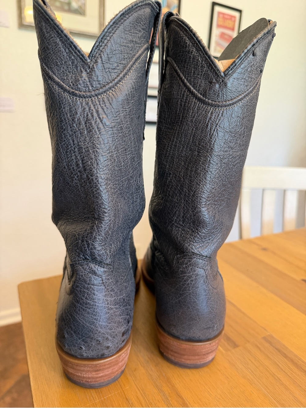 Tecovas The Jasper Smooth Ostrich grey western cowboy boots round toe - Picture 4 of 9